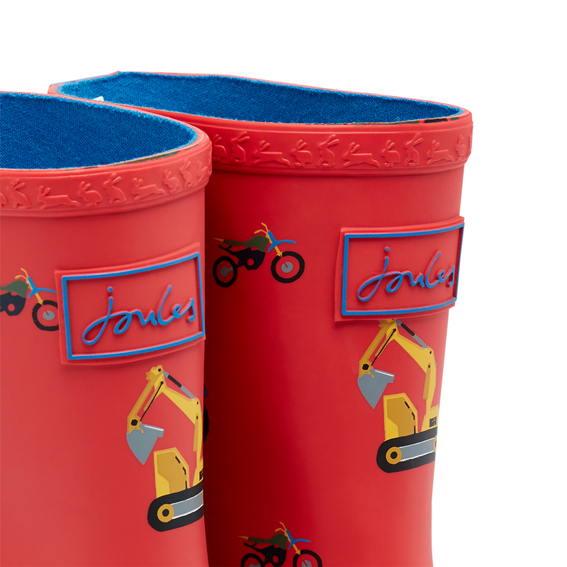 Joules Jnr Roll Up Flexible Printed Wellies - Red Motors-3